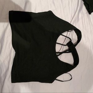 Zara basic black crop top with strappy back